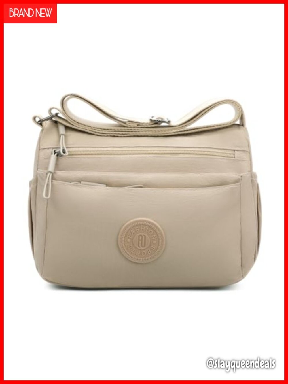 Nylon Crossbody Bag Waterproof Messenger Purse Multi-Pocket Adjustable Strap